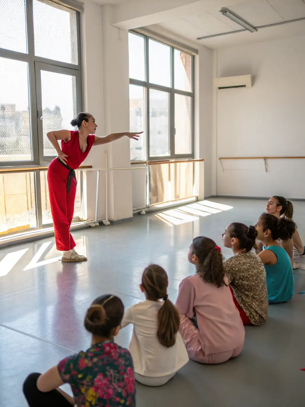 A dynamic photograph of a dance class in session, capturing the energy and movement of participants as they learn new choreography, led by an instructor at ASSOC CULTURELLE ARTISTIQUE ET SPORTIVE.
